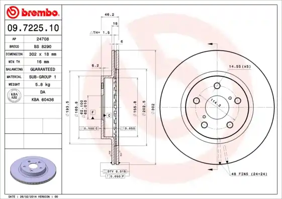 Tijdelijk Beschikbaar Remschijven Brembo 09.7225.10