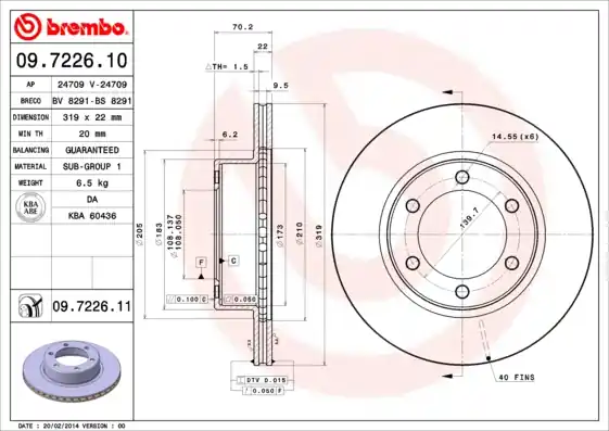 Remschijven Brembo 09.7226.10 Speciale Aanbieding
