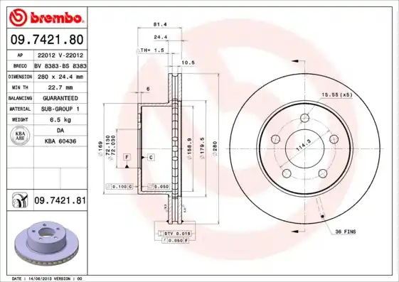 Ambachtelijk Remschijven Brembo 09.7421.81