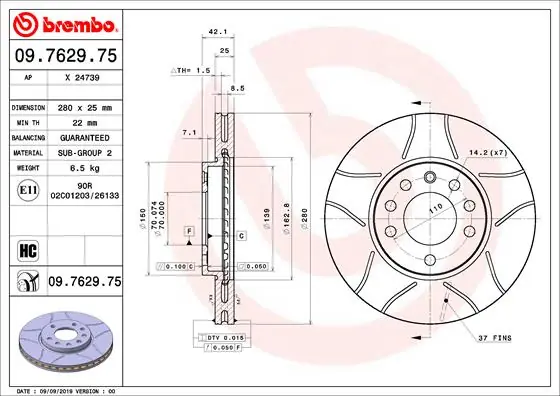 Nieuwe Collectie Remschijven Brembo 09.7629.75