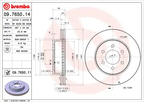 Garantie Inbegrepen Remschijven Brembo 09.7650.11