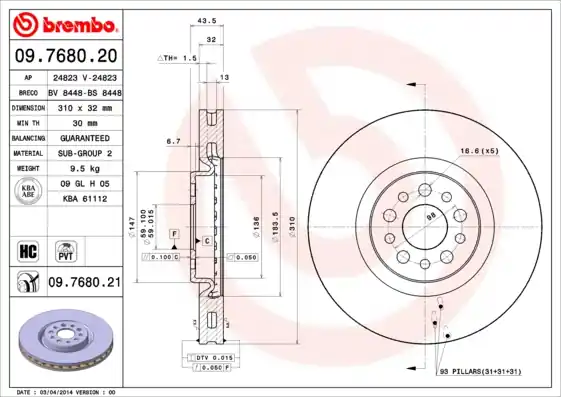 Shop Nu Remschijven Brembo 09.7680.21