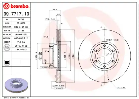 Remschijven Brembo 09.7717.10 Bestel Nu