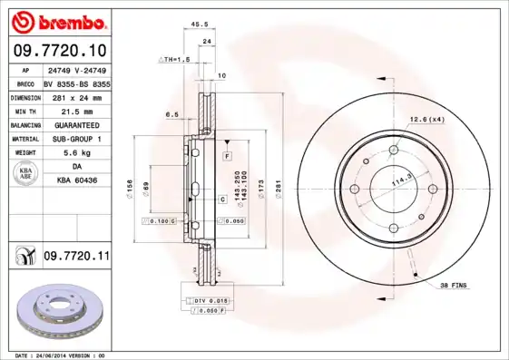 Remschijven Brembo 09.7720.10 Tijdelijk Beschikbaar