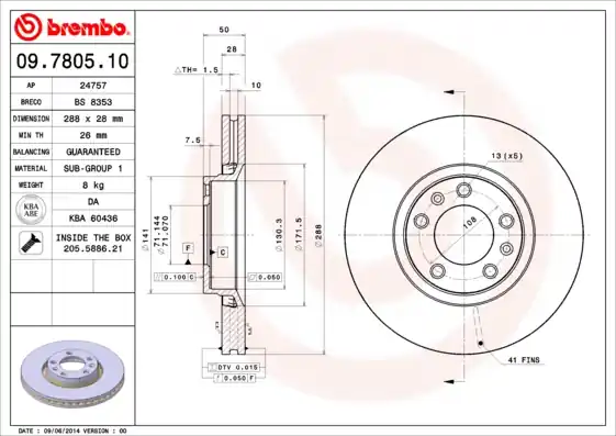 Remschijven Brembo 09.7805.10 Ambachtelijk