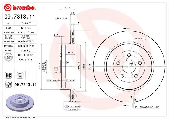 Remschijven Brembo 09.7813.11 Actieprijs