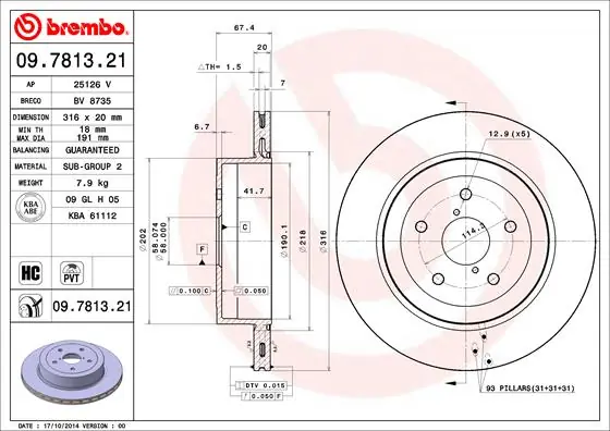Bulkbestelling Remschijven Brembo 09.7813.21