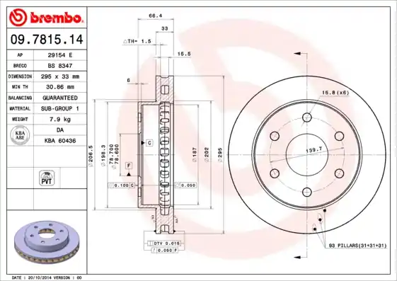 Bestel Nu Remschijven Brembo 09.7815.14