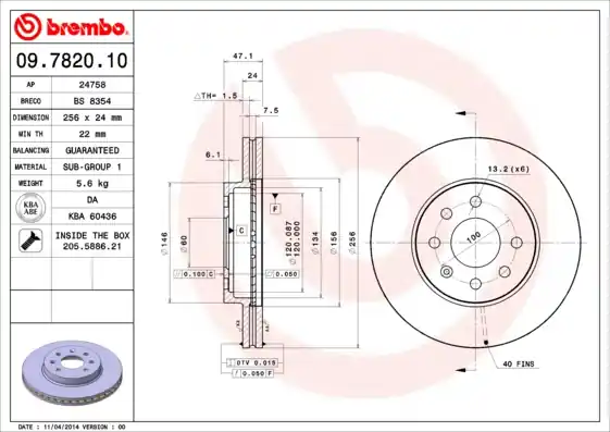 Remschijven Brembo 09.7820.10 Beste Prijs