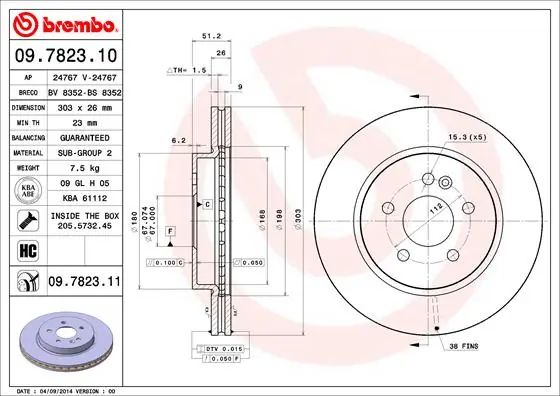 Nieuw Model Remschijven Brembo 09.7823.10