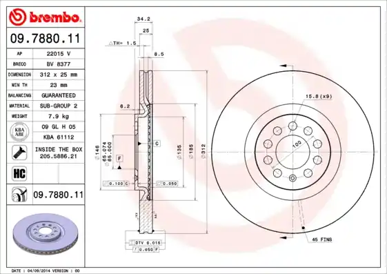 Remschijven Brembo 09.7880.11 Koopje