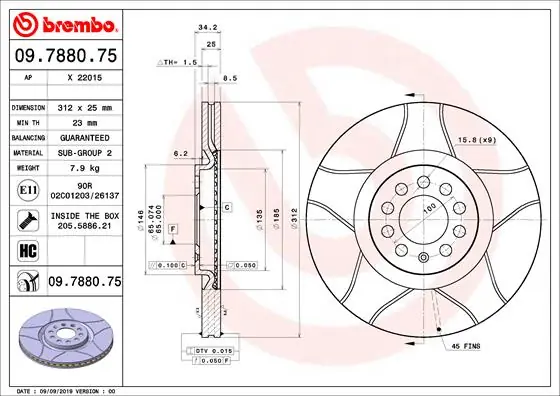 Superprijs Remschijven Brembo 09.7880.75