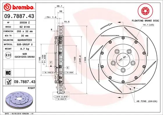 Remschijven Brembo 09.7887.43 Aanbieding