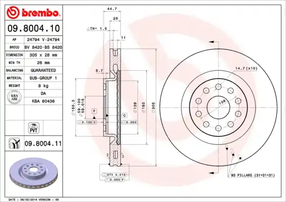 Actieprijs Remschijven Brembo 09.8004.11