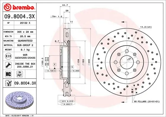 Goedkoop Remschijven Brembo 09.8004.3X