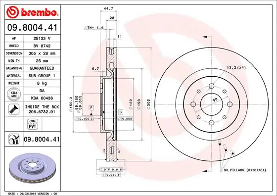 Actieprijs Remschijven Brembo 09.8004.41