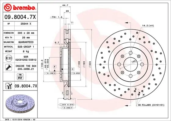 Veilige Betaling Remschijven Brembo 09.8004.7X