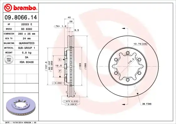 Finale Uitverkoop Remschijven Brembo 09.8066.14