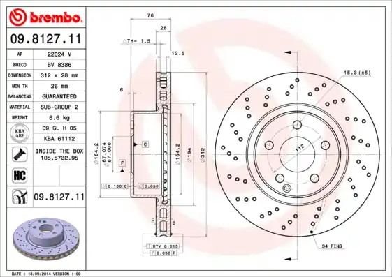 Hoge Kwaliteit Remschijven Brembo 09.8127.11
