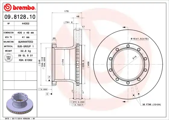 Korting Remschijven Brembo 09.8128.10