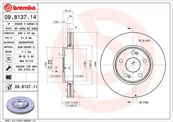 Bestseller Remschijven Brembo 09.8137.11