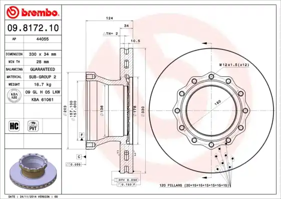 Beperkte Voorraad Remschijven Brembo 09.8172.10
