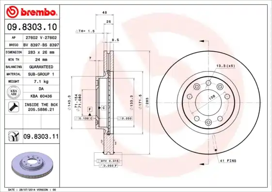 Authentiek Remschijven Brembo 09.8303.11