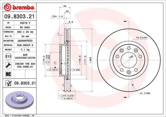 Trendy Remschijven Brembo 09.8303.21
