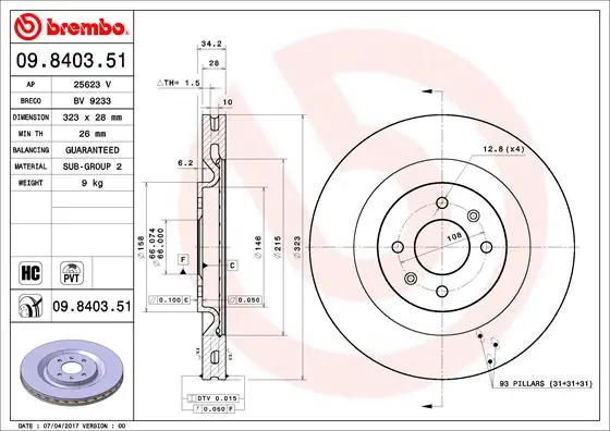 Laatste Versie Remschijven Brembo 09.8403.51