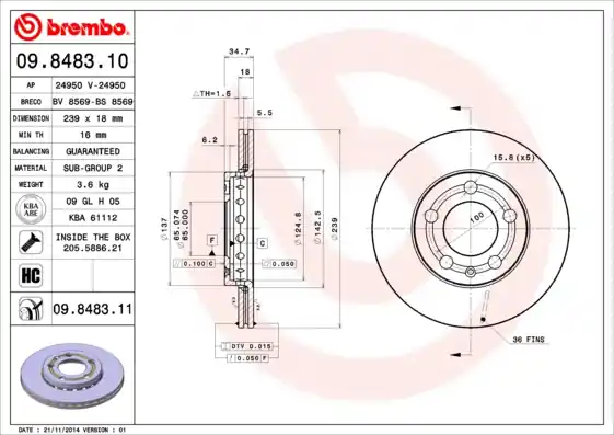 Bestel Nu Remschijven Brembo 09.8483.11