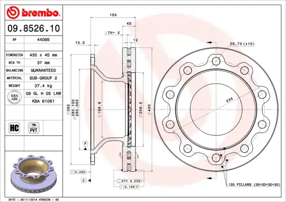 Veilige Betaling Remschijven Brembo 09.8526.10