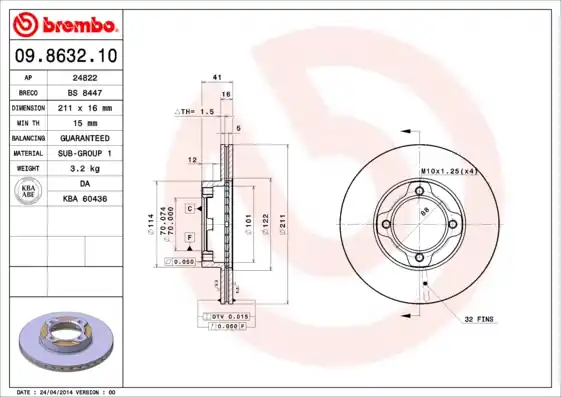 Remschijven Brembo 09.8632.10 Betaalbaar