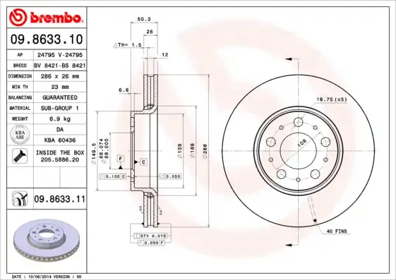 Hoge Kwaliteit Remschijven Brembo 09.8633.10