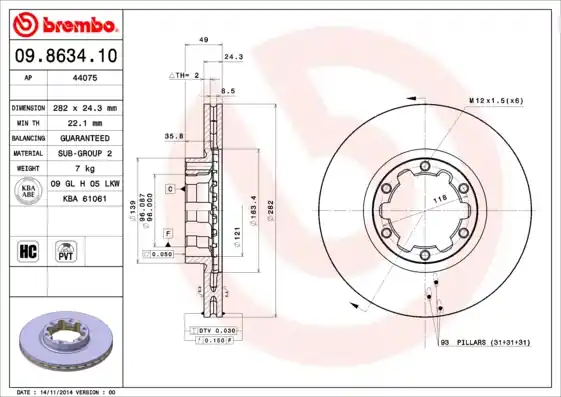 Remschijven Brembo 09.8634.10 Bestel Nu