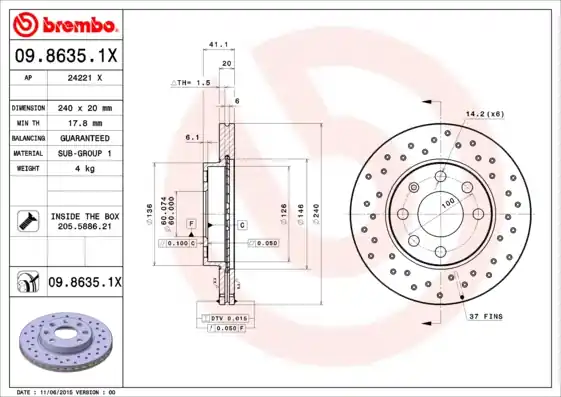 Favoriet Remschijven Brembo 09.8635.1X