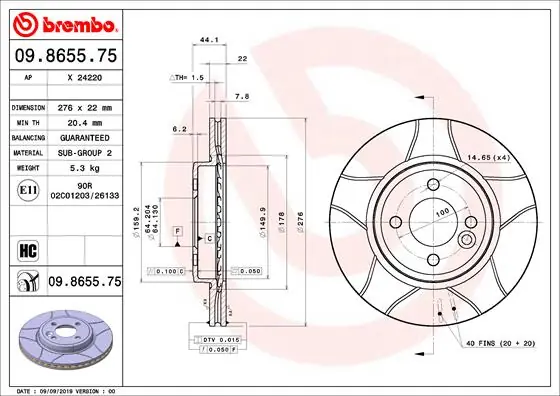 Origineel Remschijven Brembo 09.8655.75