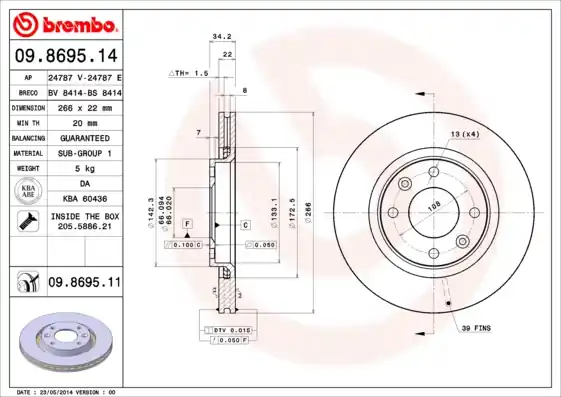 Limited Edition Remschijven Brembo 09.8695.14