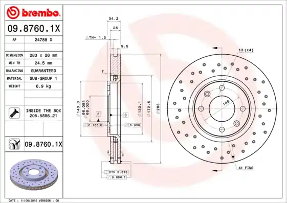 Exclusief Remschijven Brembo 09.8760.1X