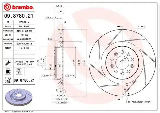Remschijven Brembo 09.8780.21 Bestel Nu