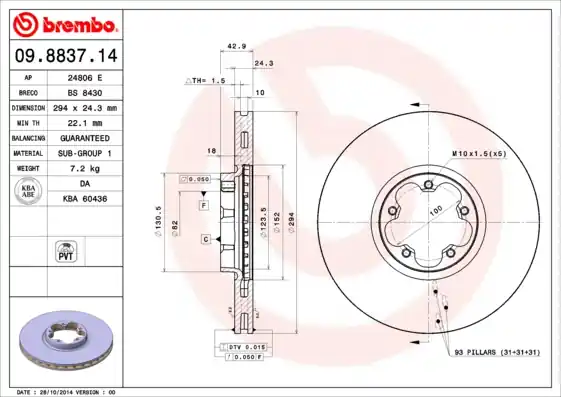 Gereduceerde Prijs Remschijven Brembo 09.8837.14