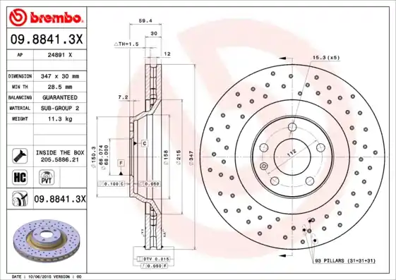 Remschijven Brembo 09.8841.3X Koopje