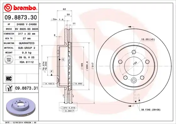 Nu Kopen Remschijven Brembo 09.8873.31