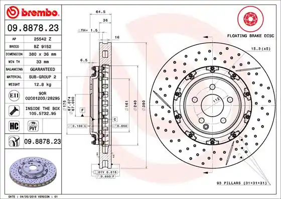 Speciale Aanbieding Remschijven Brembo 09.8878.23