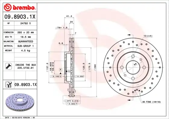 Remschijven Brembo 09.8903.1X Merkproduct