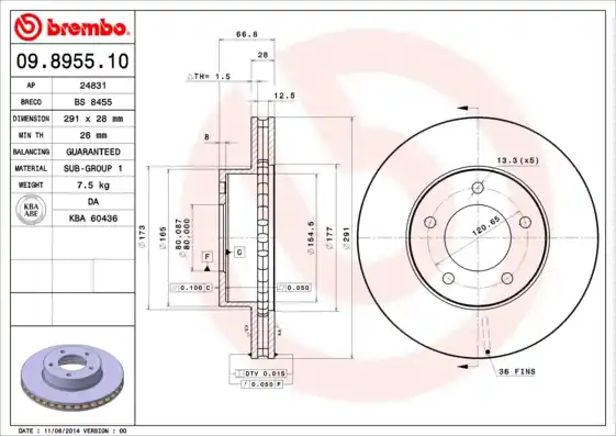 Remschijven Brembo 09.8955.10 Modern