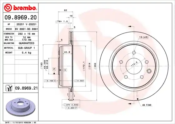 Finale Uitverkoop Remschijven Brembo 09.8969.21