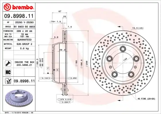Flitsaanbieding Remschijven Brembo 09.8998.11