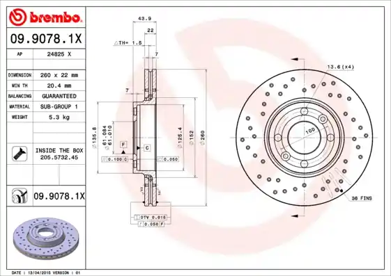 Remschijven Brembo 09.9078.1X Betaalbaar