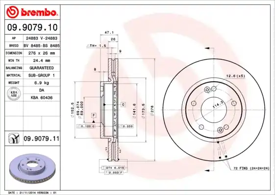 Tijdelijk Beschikbaar Remschijven Brembo 09.9079.11