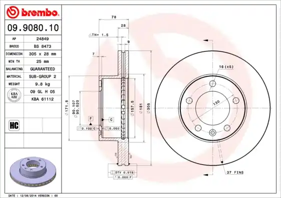 Bulkbestelling Remschijven Brembo 09.9080.10
